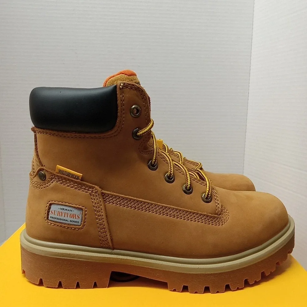 Herman Survivors Men's  Driller Steel Toe Work Boots Size 8‎ Wheat New in Box